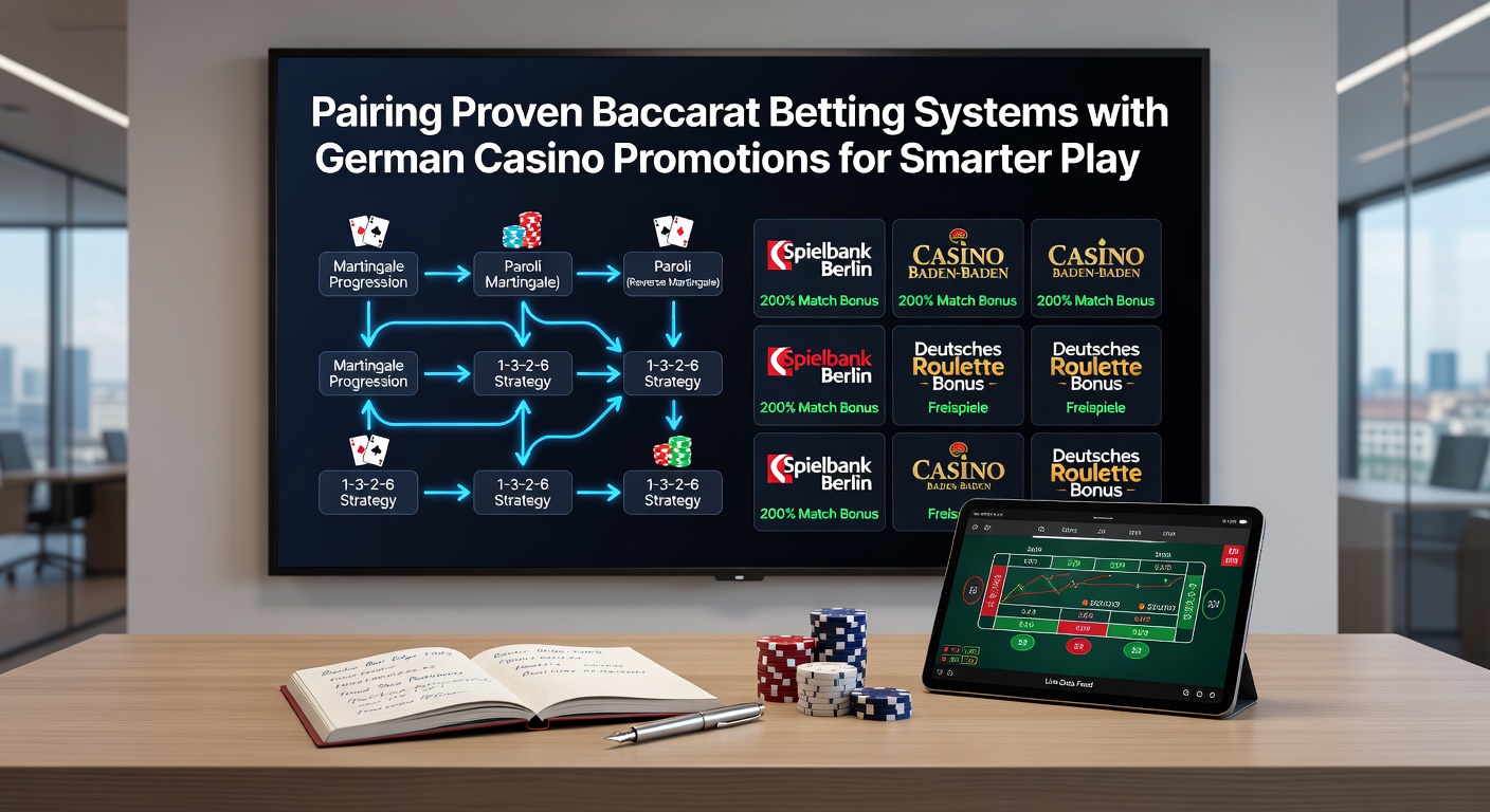 Beispielhafte Kombination von Baccarat-Strategie-Tabelle und Casino-Bonus-Overlay