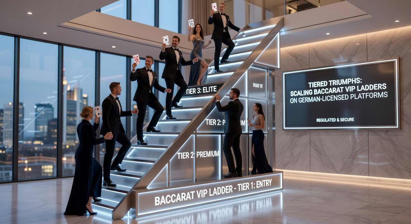 Grafik einer Baccarat-VIP-Leiter mit steigenden Stufen und Belohnungen auf einer deutschen Casino-Plattform