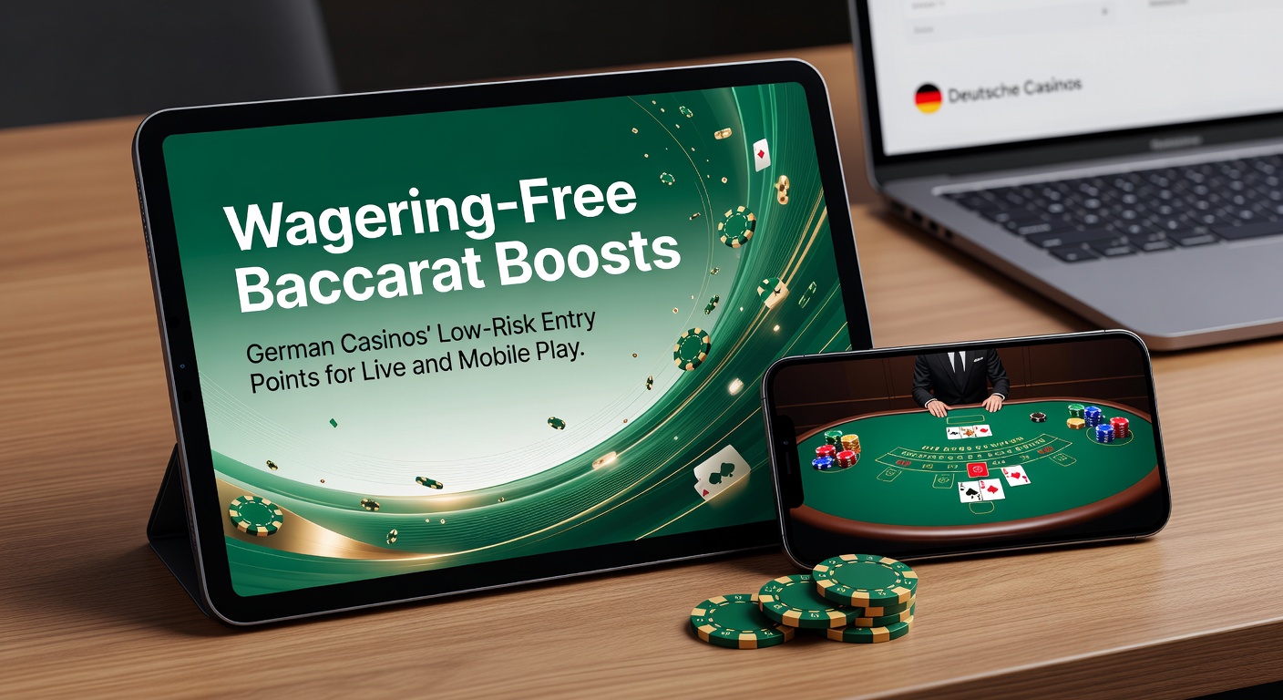 Live-Baccarat-Tisch in einem deutschen Online-Casino mit Boost-Angeboten, beleuchtet von Spots und umgeben von Spielchips